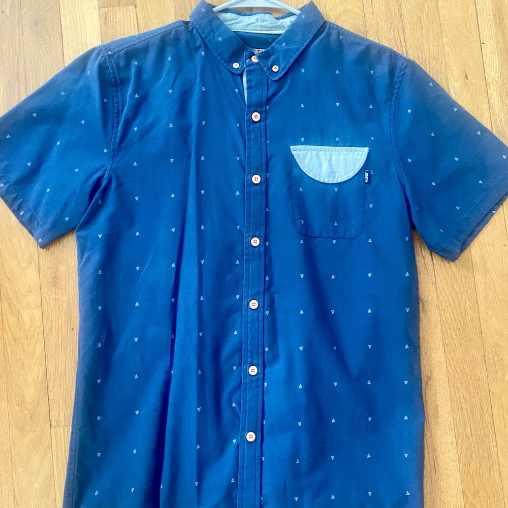 VTG Jetty Men's Blue Short Sleeve Shark Fin Shirt